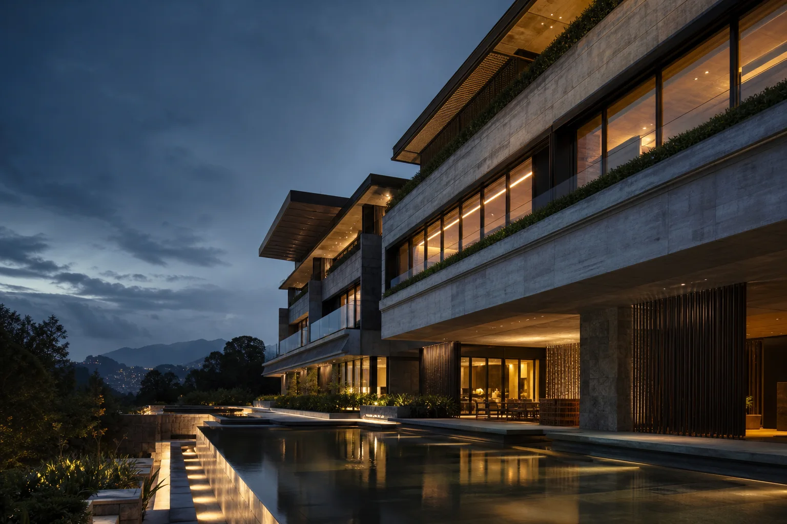 Referencia de arquitectura residencial y espacios exteriores